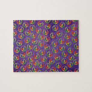 Gefärbte Krawatte - Friedenszeichen auf Lila Puzzle