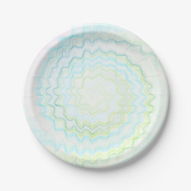 Gefärbte Krawatte funky Retro Swirl Party Hellblau Pappteller (Vorderseite)