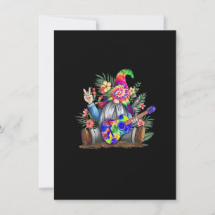 Gefärbte Krawatte Gnome Peace Playing Gitarre Hipp Einladung