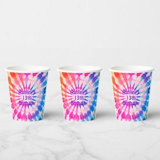 Gefärbte Krawatte Groovy Hippie Bold Bunter Geburt Pappbecher