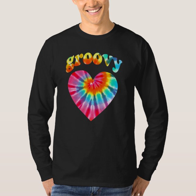 Gefärbte Krawatte Groovy Liebe Herz Hippie 70er Ko T-Shirt (Vorderseite)