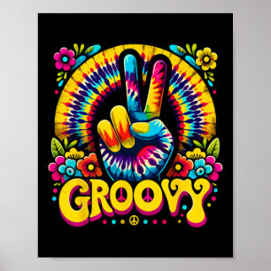 Gefärbte Krawatte Groovy Peace Sign Hippie Poster