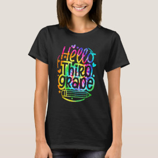 Gefärbte Krawatte Hallo 3. Stufe zurück zur Schule T-Shirt