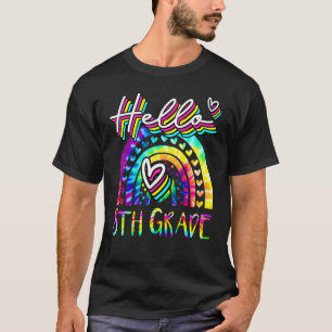 Gefärbte Krawatte Hallo 8. Schullehrer Erster Schu T-Shirt