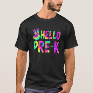 Gefärbte Krawatte Hallo Pre K Back to School Lehre T-Shirt