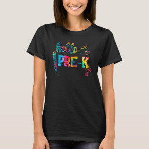 Gefärbte Krawatte Hallo Pre K Erster Schultag Lehr T-Shirt
