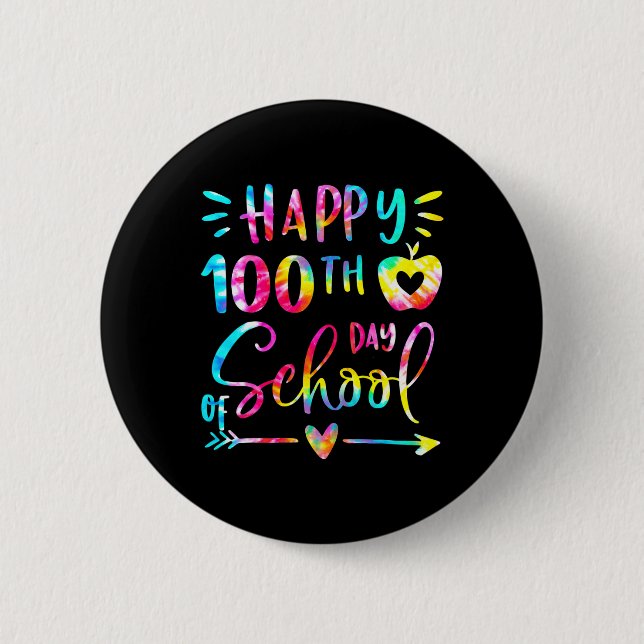 Gefärbte Krawatte Happy 100. Day School Lehrer Stu Button (Vorderseite)