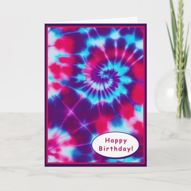 Gefärbte Krawatte Happy Birthday Card Feiertagskarte (Vorderseite)