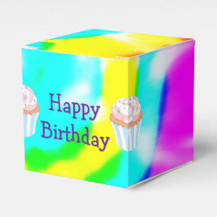 Gefärbte Krawatte Happy Birthday Cupcake Box Geschenkschachtel