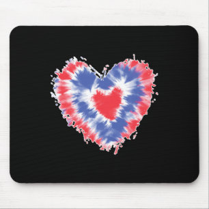 Gefärbte Krawatte Herz USA Flaggenfarben Blau und  Mousepad