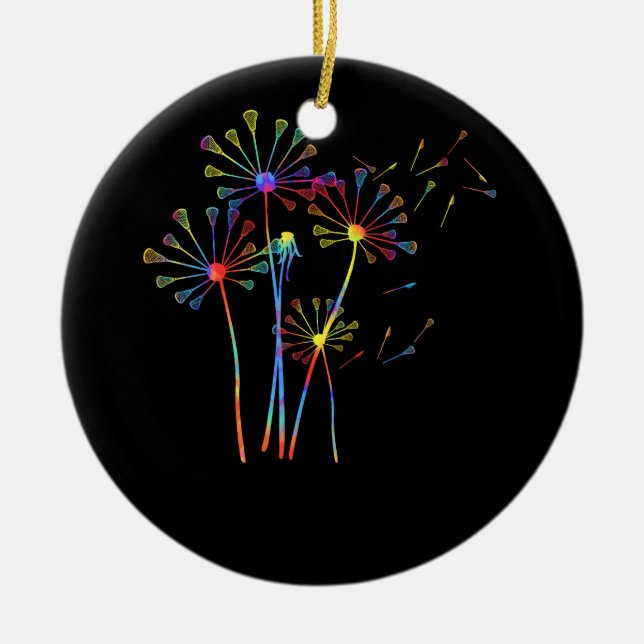 Gefärbte Krawatte Hippie Dandelion Lacrosse Stick  Keramik Ornament (Vorne)