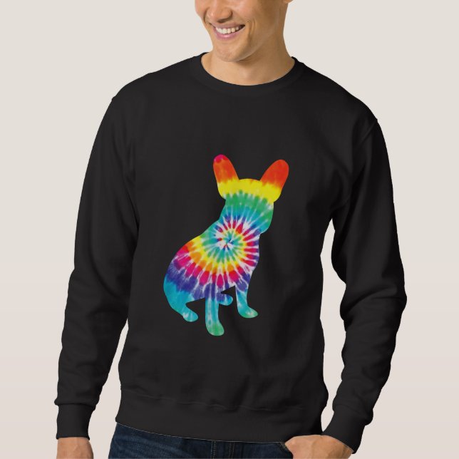 gefärbte Krawatte Hippie Französisches Bulldog-Ges Sweatshirt (Vorderseite)
