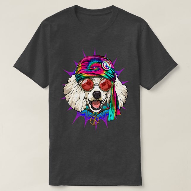 Gefärbte Krawatte Hippie Poodle Hippiness Peace Li T-Shirt (Design vorne)