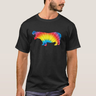Gefärbte Krawatte Hippopotamus Rainbow Printwerbun T-Shirt