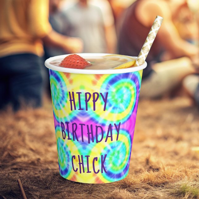 Gefärbte Krawatte Hippy Birthday Party Party Paper Pappbecher (Paper cup for your hippy trippy birthday party)