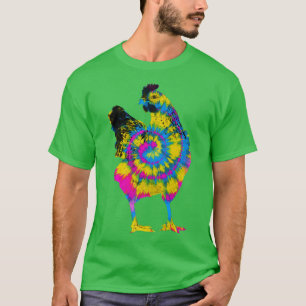 Gefärbte Krawatte Hühner Retro 60er 70er Hippie Po T-Shirt