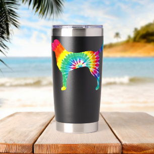 Gefärbte Krawatte Hund Hippie Labrador Retro Thermobecher