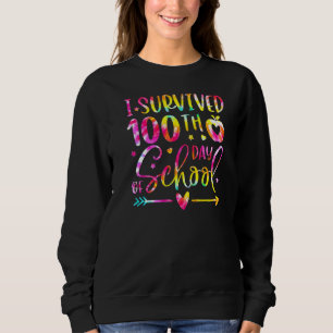Gefärbte Krawatte Ich überlebte den 100. Schullehr Sweatshirt