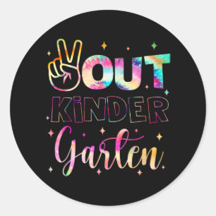 Gefärbte Krawatte im Kindergarten letzten Schultag Runder Aufkleber
