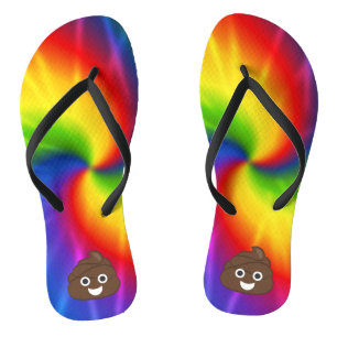 Gefärbte Krawatte Kacke Emoji Flip Flops