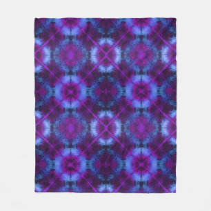 gefärbte Krawatte Kaleidoscope Vibrant Blue Lila M Fleecedecke
