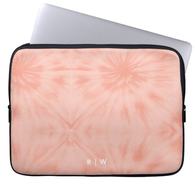 Gefärbte Krawatte | Korallenrosa Moderne Pastelle Laptopschutzhülle (Vorderseite)
