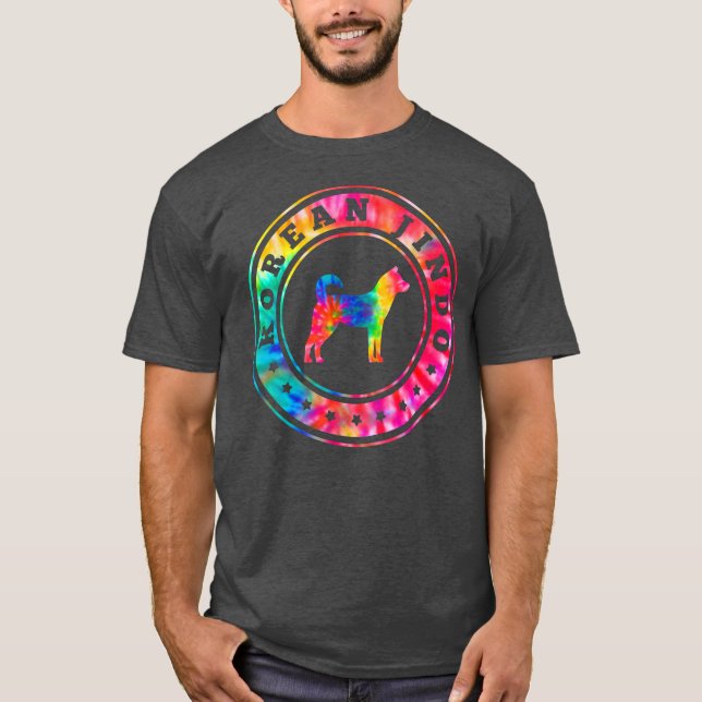 Gefärbte Krawatte Koreanischer Jindo Dog Mama Vate T-Shirt (Vorderseite)