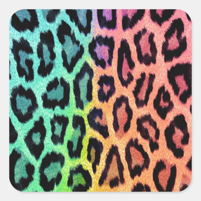 Gefärbte Krawatte Leopard Print Quadratischer Aufkleber (Vorderseite)