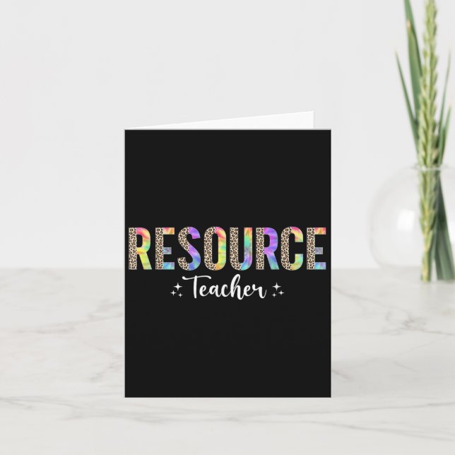 Gefärbte Krawatte Leopard Resource Teacher Bewertu Karte (Vorderseite)