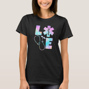Gefärbte Krawatte Liebe Scrub Leben Stethoskop Kra T-Shirt