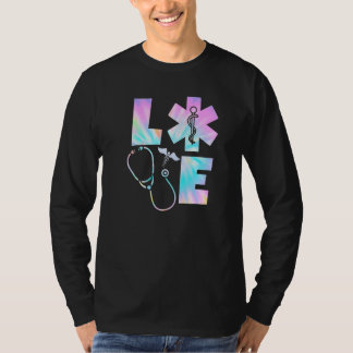Gefärbte Krawatte Liebe Scrub Leben Stethoskop Kra T-Shirt