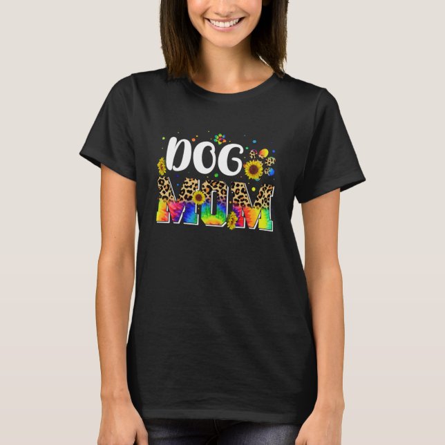 Gefärbte Krawatte Mama Hund Mama Happy Mother's Da T-Shirt (Vorderseite)