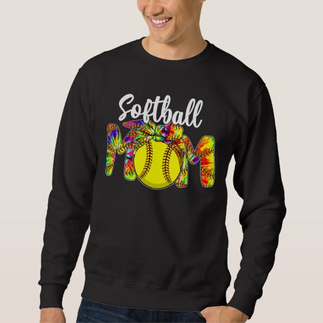 Gefärbte Krawatte Mama Softball Mama Softball Play Sweatshirt (Vorderseite)