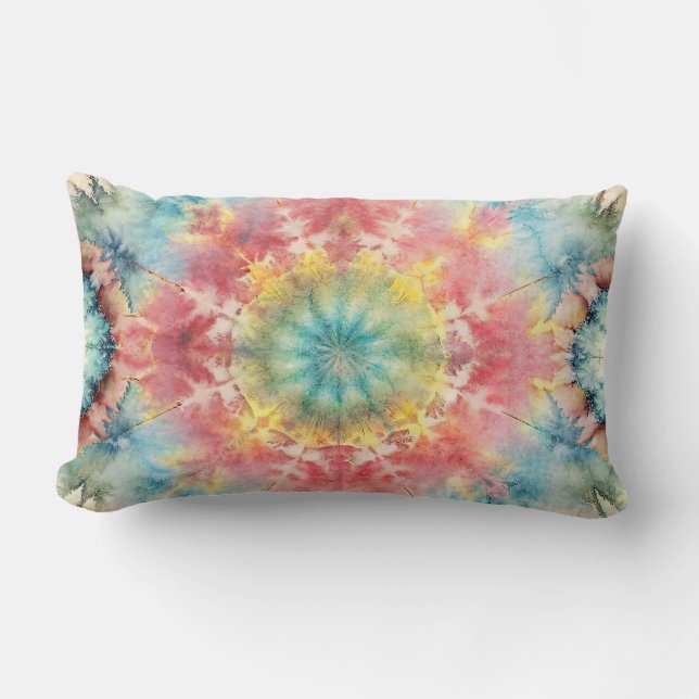 Gefärbte Krawatte Medallion Print Throw Kissen (Vorderseite)