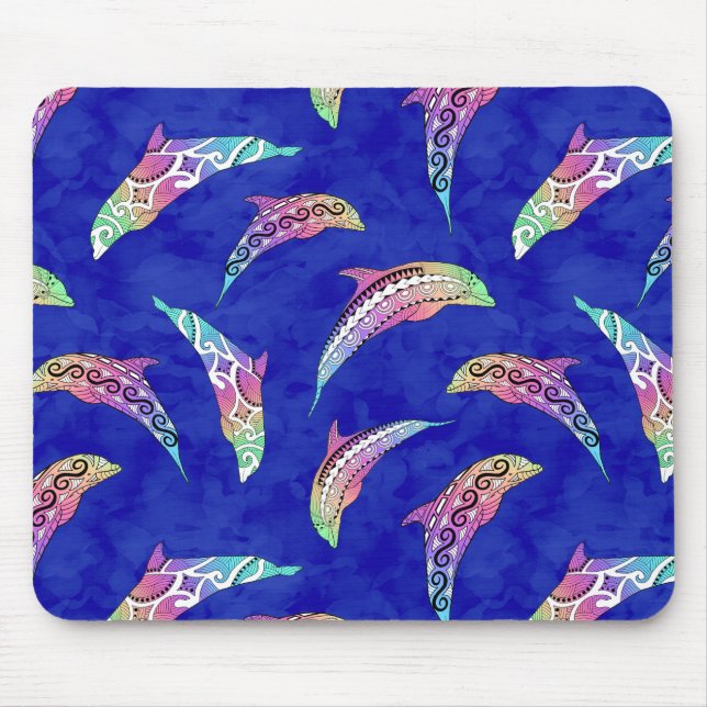 Gefärbte Krawatte Meerestiere Delphine Marlins Mousepad (Vorne)