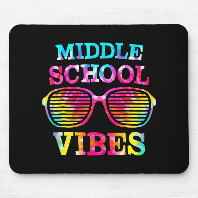Gefärbte Krawatte Middle School Vibes Lehrer Stude Mousepad (Vorne)
