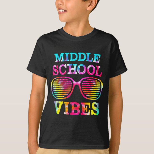 Gefärbte Krawatte Middle School Vibes Lehrer Stude T-Shirt (Vorderseite)