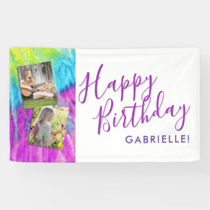 Gefärbte Krawatte Modernes Lila Happy Birthday Fo Banner