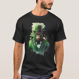 Gefärbte Krawatte Monkey Tuxedo Leprechaun Hat St  T-Shirt
