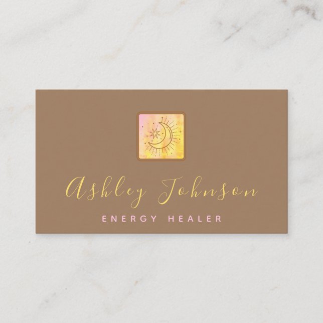 Gefärbte Krawatte Moon Brown Kosmische Energie Hei Visitenkarte (Vorderseite)