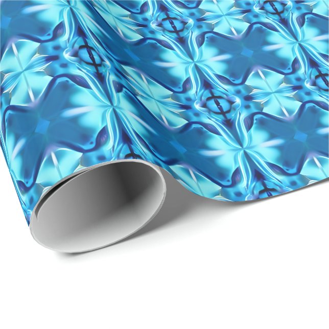 Gefärbte Krawatte Muster in Indigo und Eisblau Geschenkpapier (Rolleneckpunkt)
