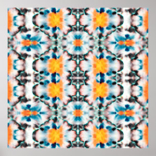 Gefärbte Krawatte Nahtloses Muster. Ethnisch Abstr Poster