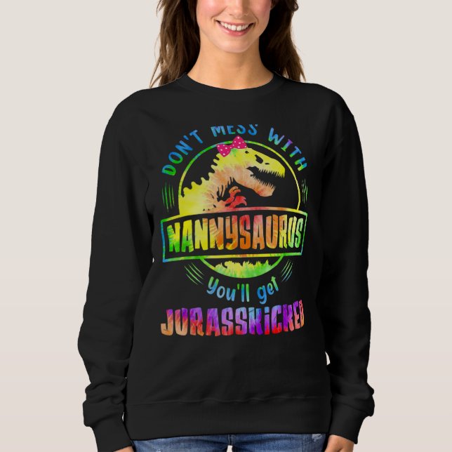 Gefärbte Krawatte Nannysaurus Muttertag Rex Dinosa Sweatshirt (Vorderseite)