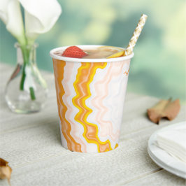 Gefärbte Krawatte Orange Swirt funky Retro Muster Pappbecher