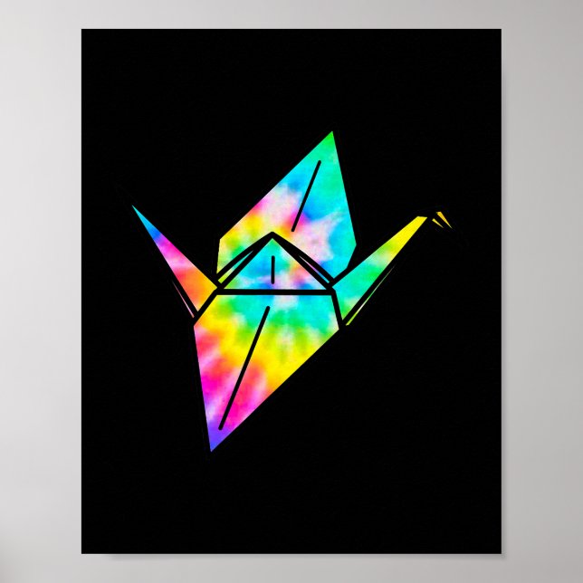 Gefärbte Krawatte Origami Paper Crane Poster (Vorne)