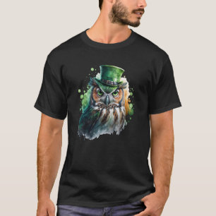 Gefärbte Krawatte Owl Tuxedo Leprechaun Hat St Pat T-Shirt