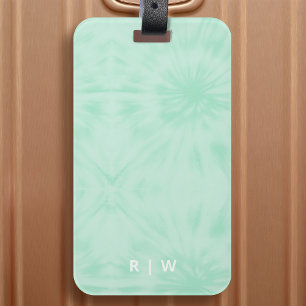 Gefärbte Krawatte   Pastell Minze Green Monogram Gepäckanhänger