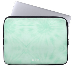 Gefärbte Krawatte Pastell Minze Green Monogram Laptopschutzhülle