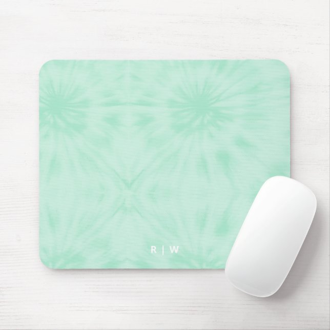 Gefärbte Krawatte | Pastell Minze Green Monogram Mousepad (Mit Mouse)