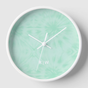 Gefärbte Krawatte   Pastell Minze Green Monogram Uhr